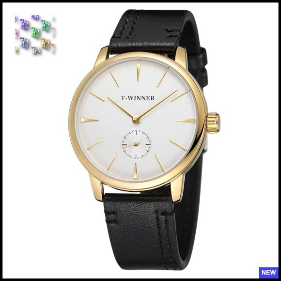 Mechanical Hand-Wind Wristwatch Skeleton Dial Leather Strap Sport Style